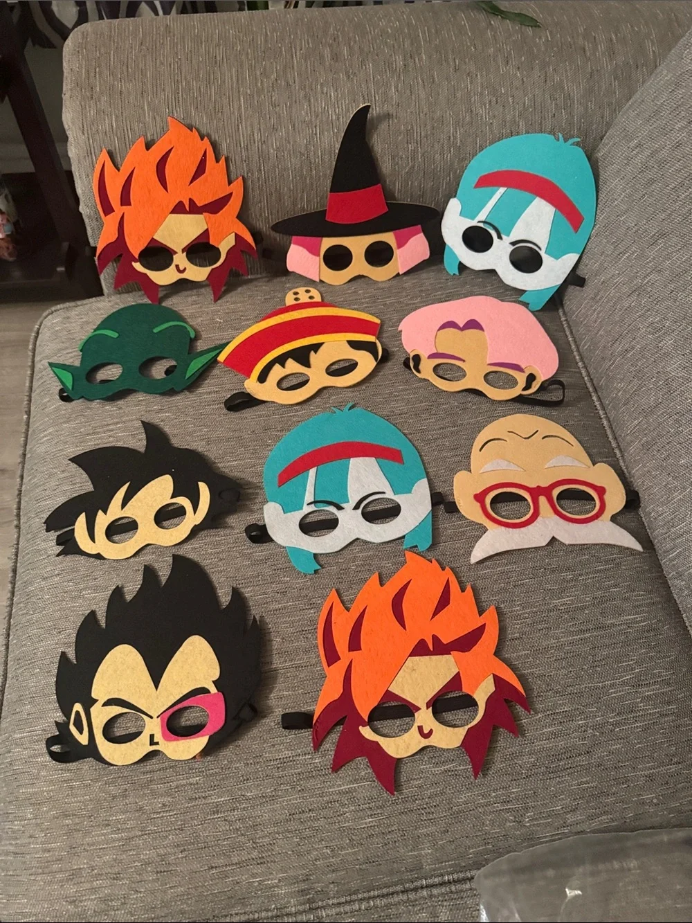 ***2/$15***  11 Colorful Felt Cartoon Character Masks - Assorted Faces